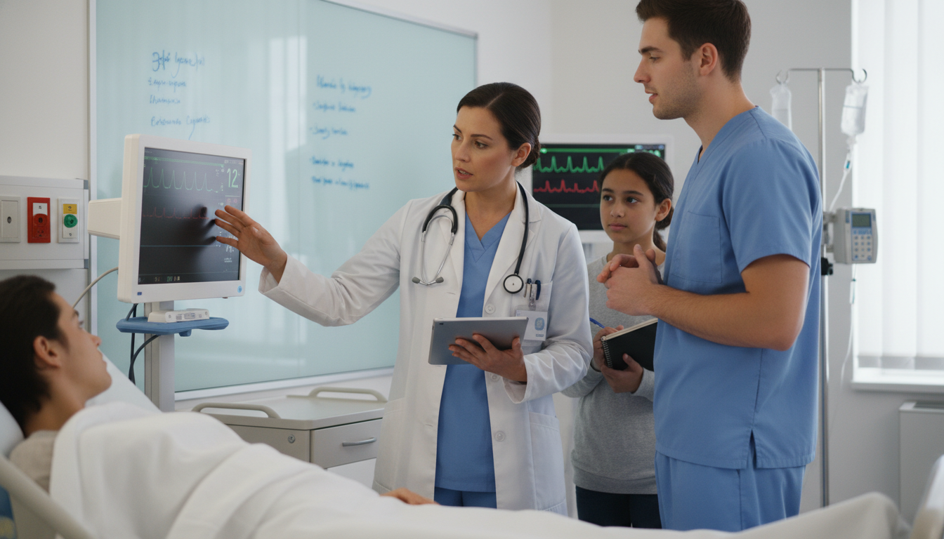 Medical student shadowing physician during inpatient ward rounds -  for Shadowing in Outpatient vs Inpatient: Detailed Learni