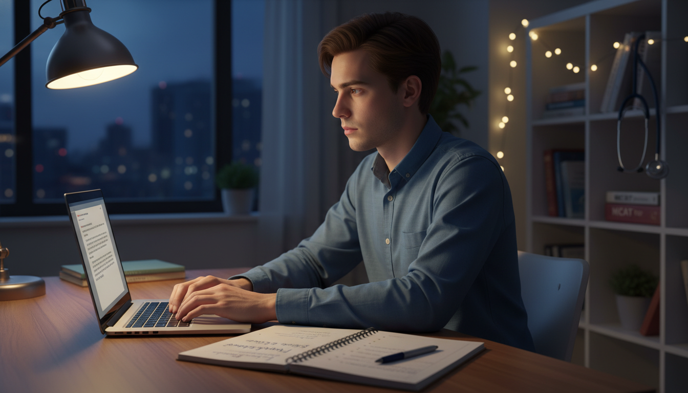 Premed student writing a thoughtful follow-up note after physician shadowing -  for The Biggest Follow‑Up Mistakes After Shad