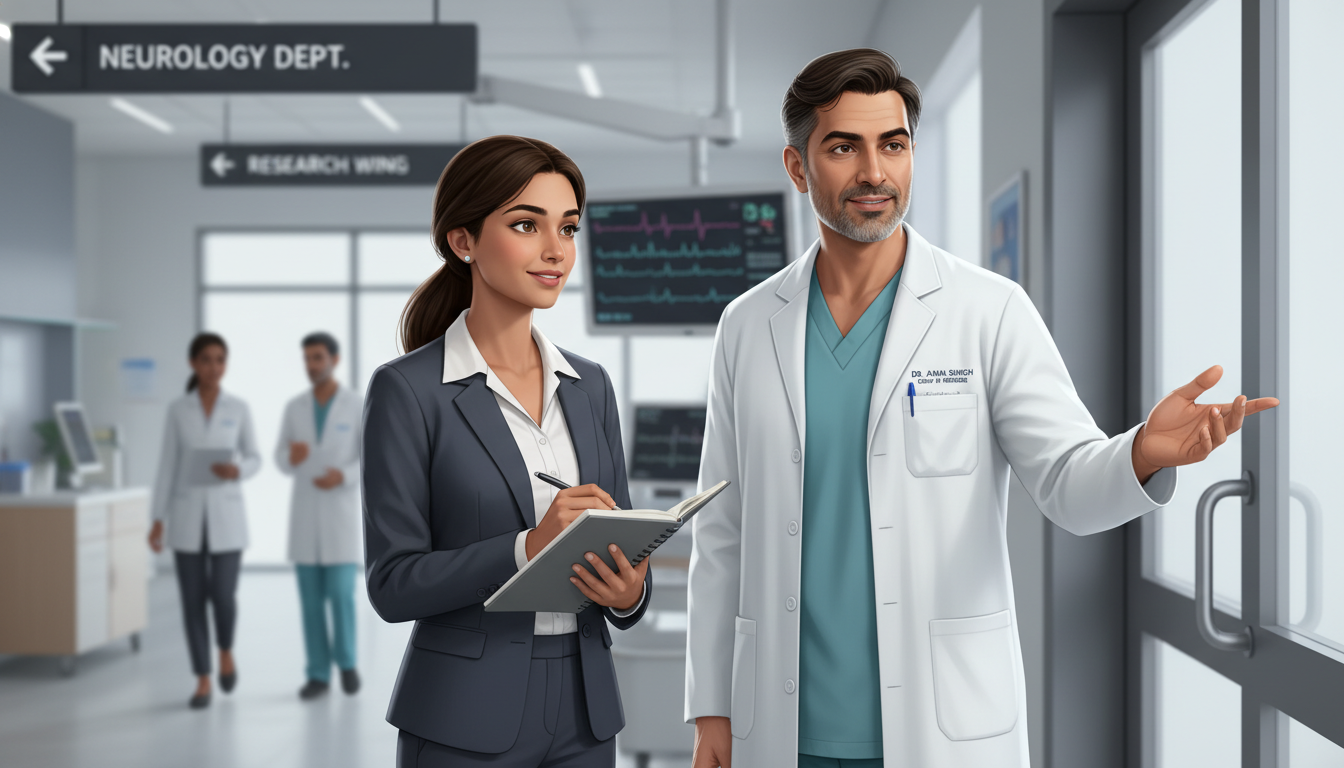 Premed student shadowing a well-known physician in a busy academic hospital -  for The Truth About Shadowing Famous Doctors: