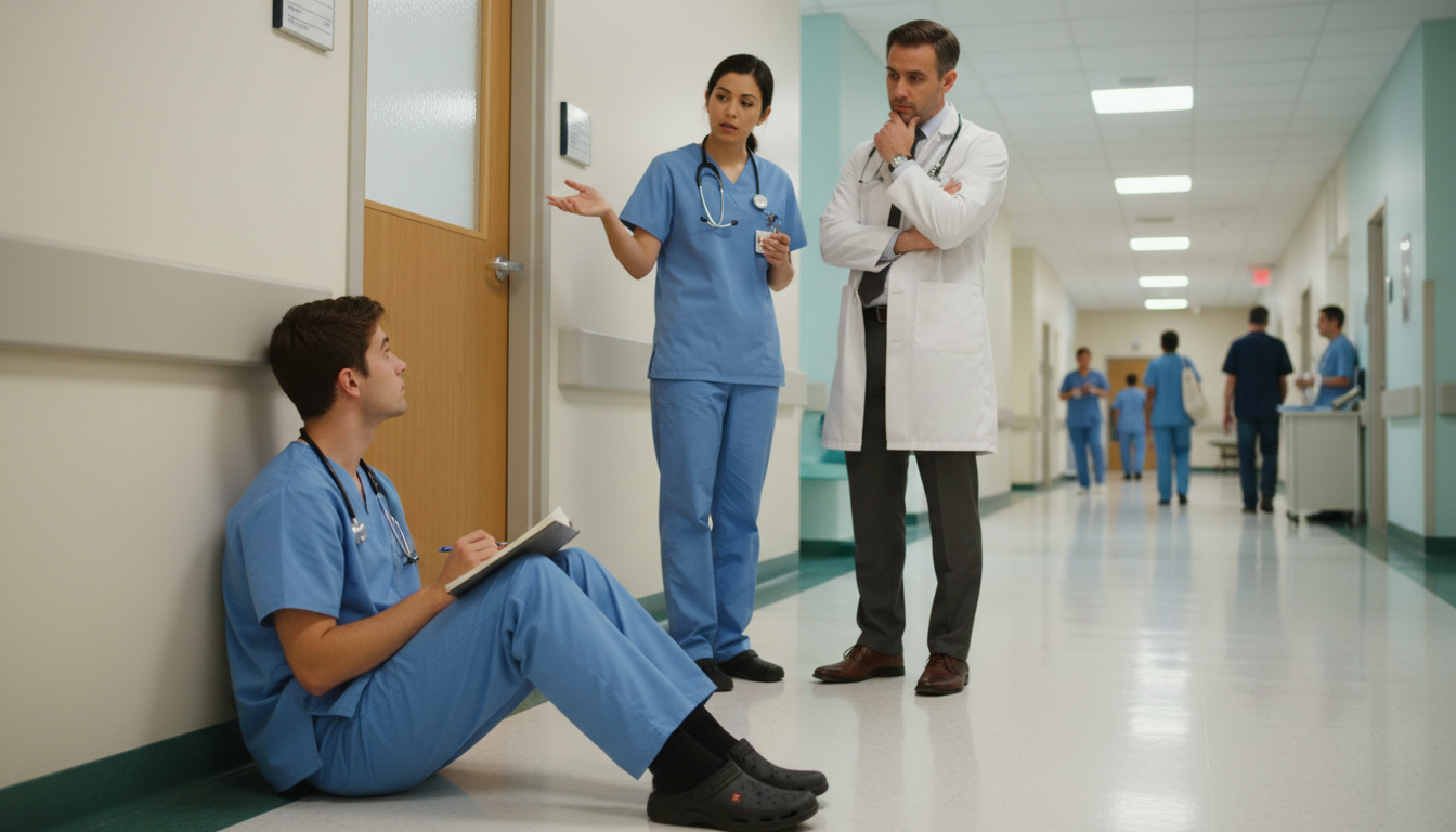 Medical student quietly observing an ethical discussion between physicians -  for Turn Shadowing into MMI Prep: Practice Ethi