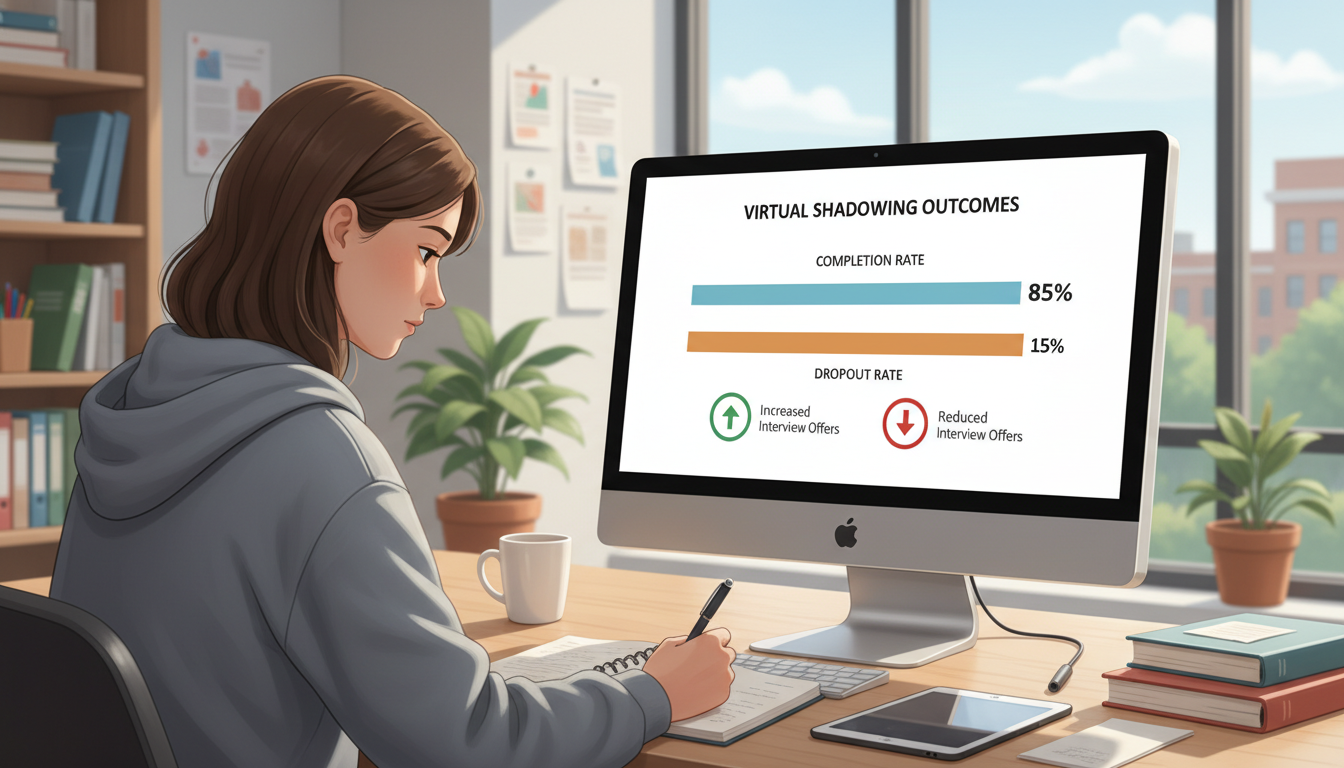 Chart of virtual shadowing completion versus dropout -  for Virtual Shadowing Completion Rates and Impact on Interview Offers