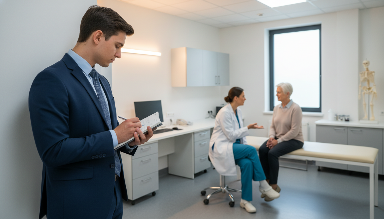 Medical student respectfully observing a physician-patient interaction -  for Worst First‑Day Shadowing Mistakes That Get You