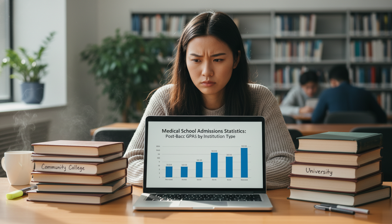 Premed student comparing community college and university post-bacc options -  for Do Med Schools Look Down on Community Coll