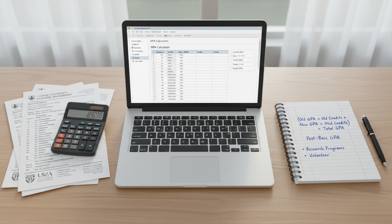 Premed calculating GPA repair projections -  for From 2.8 to Competitive: Stepwise Post-Bacc Planning for GPA Repair