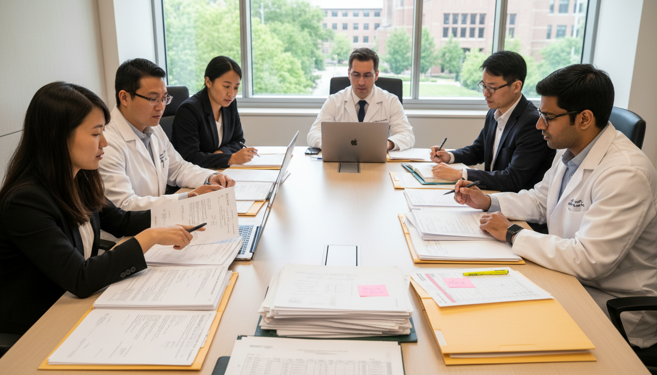 Admissions committee reviewing [post-bacc transcript](https://residencyadvisor.com/resources/postbac-programs/inside-the-room