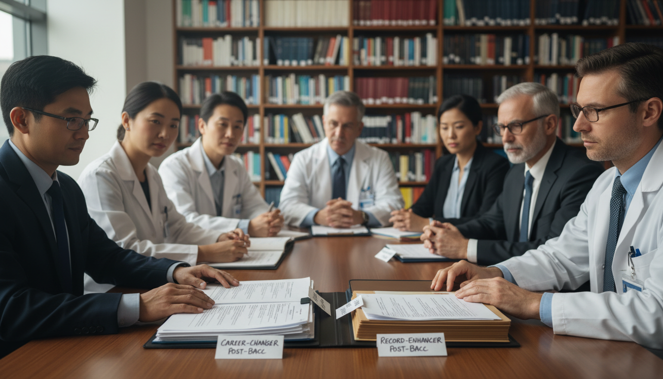 Admissions committee reviewing nontraditional premed post-bacc applications Admissions committee reviewing nontraditional premed post-bacc applications - for How Admissions View Career-Changer vs Reco