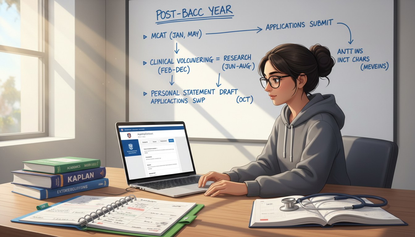 Premed student planning post-bacc year for medical school applications -  for How to Use Your Post-Bacc Year to Build a Stron