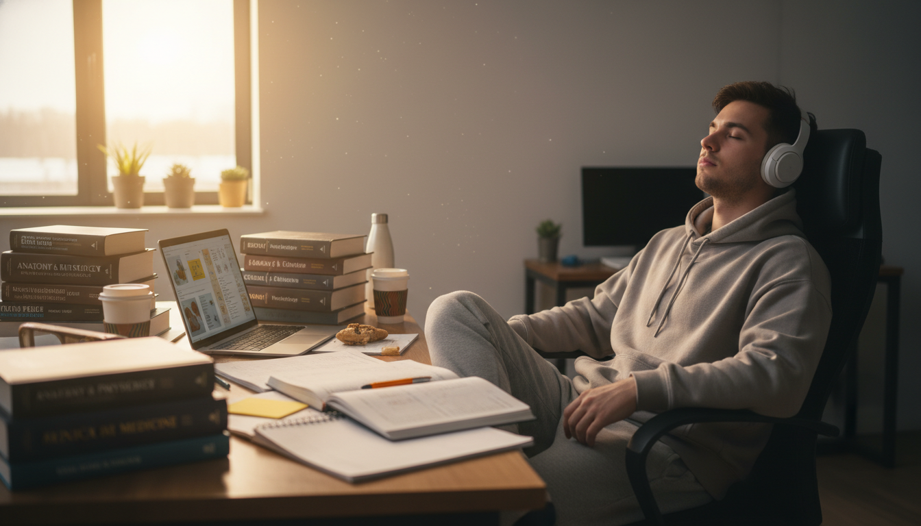 Post-bacc student taking a restorative break while studying -  for Maximizing Clinical Exposure During Post-Bacc Without Burn