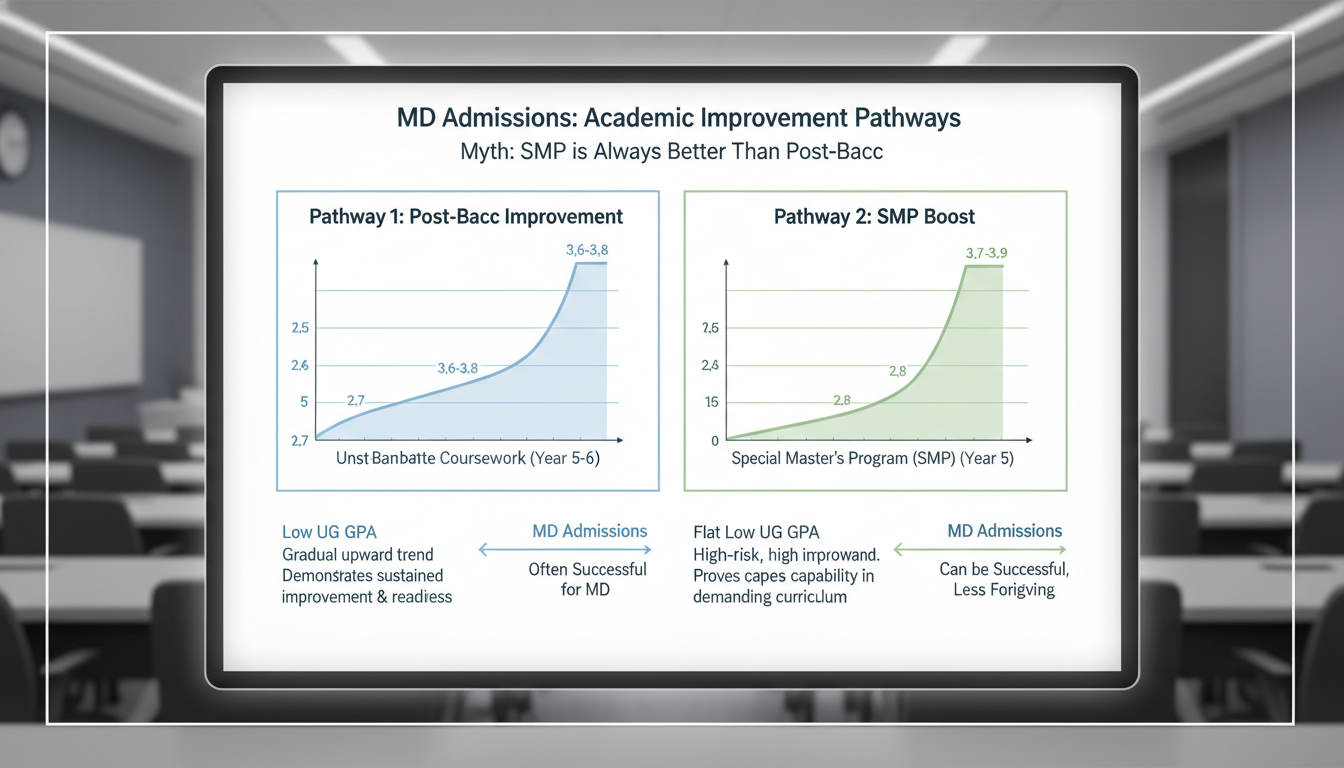 Academic record improvement visualization for premed applicant -  for Myth: You Must Do a SMP Instead of a Post-Bacc for MD A