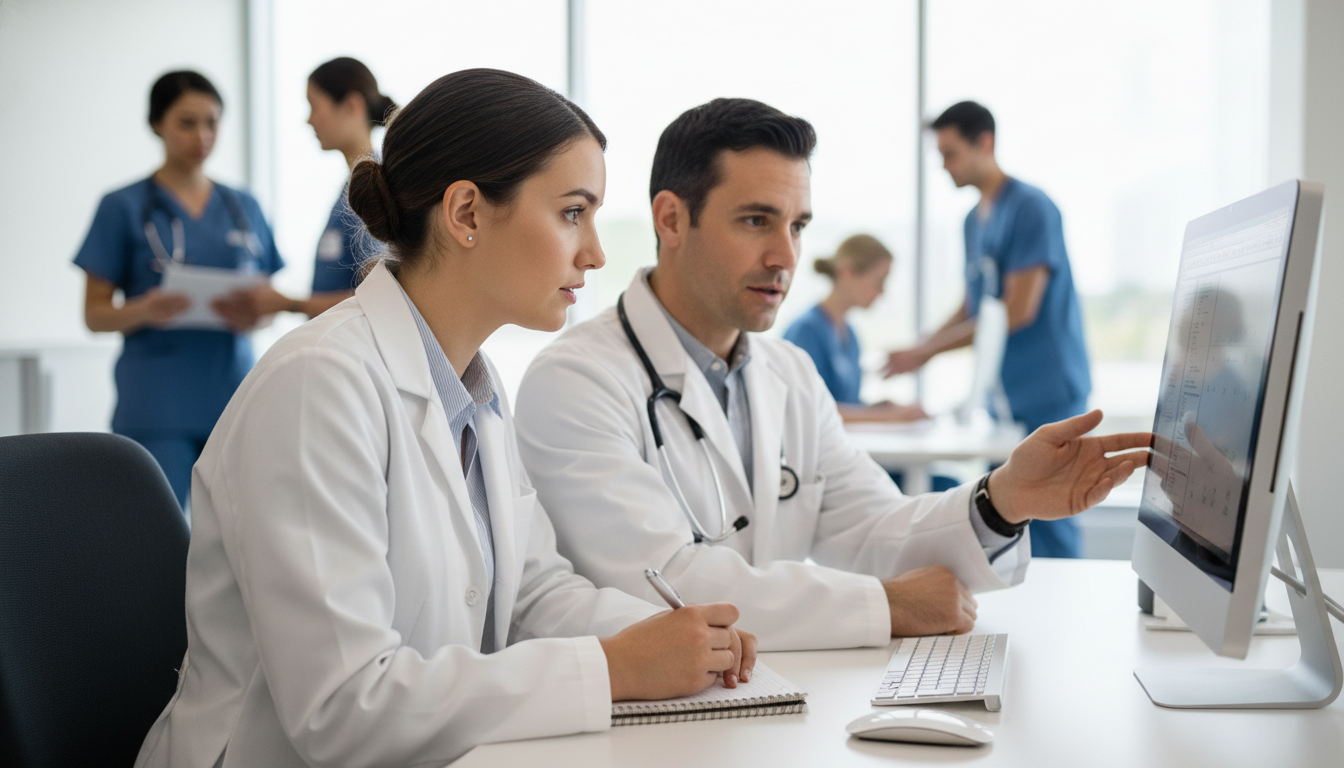 Premed student actively engaging with healthcare team during clinical shadowing -  for Shadowing the Wrong Way: Clinical Hour