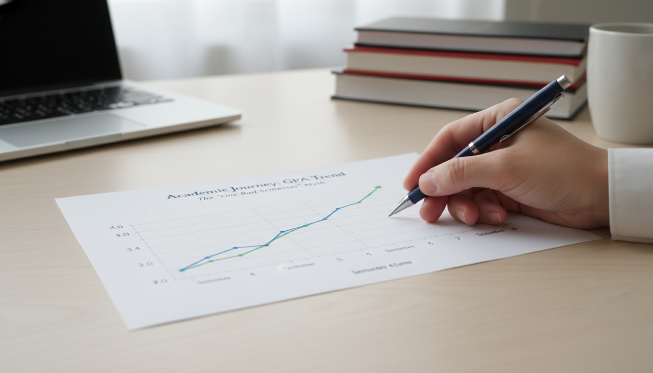 GPA trend graph showing one bad semester followed by steady improvement -  for The ‘One Bad Semester’ Myth: When You Actually