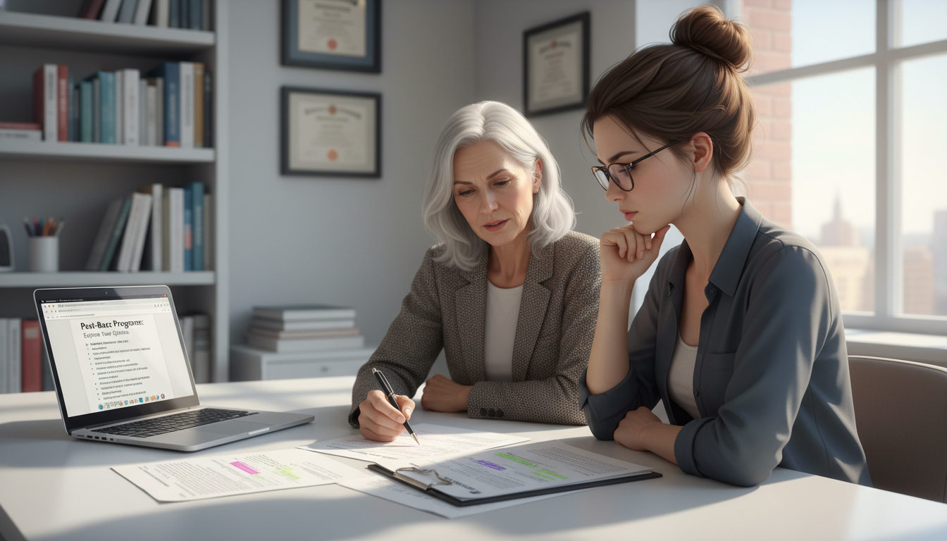 Premed student meeting with academic advisor about post-bacc options -  for The ‘One Bad Semester’ Myth: When You Actually Ne