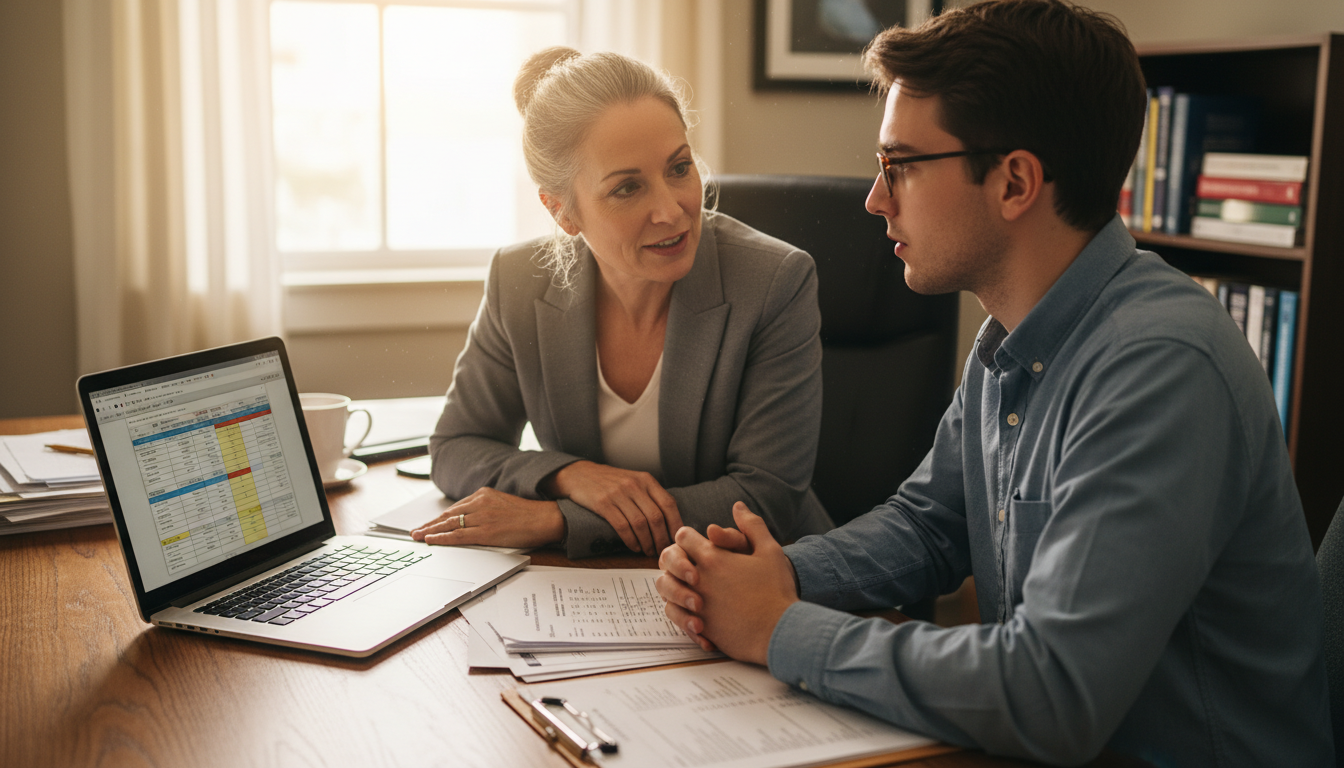 Post-bacc program director meeting with a premedical student -  for The Real Reason Some Post-Baccs Feed More Students Into M