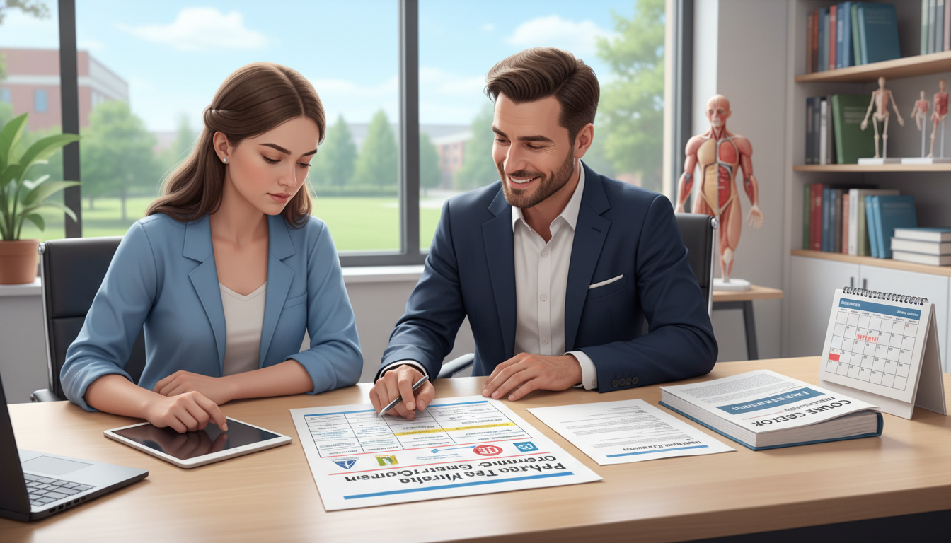 Premed student meeting community college advisor about transfer planning -  for Community College to University Pre‑Med Timel