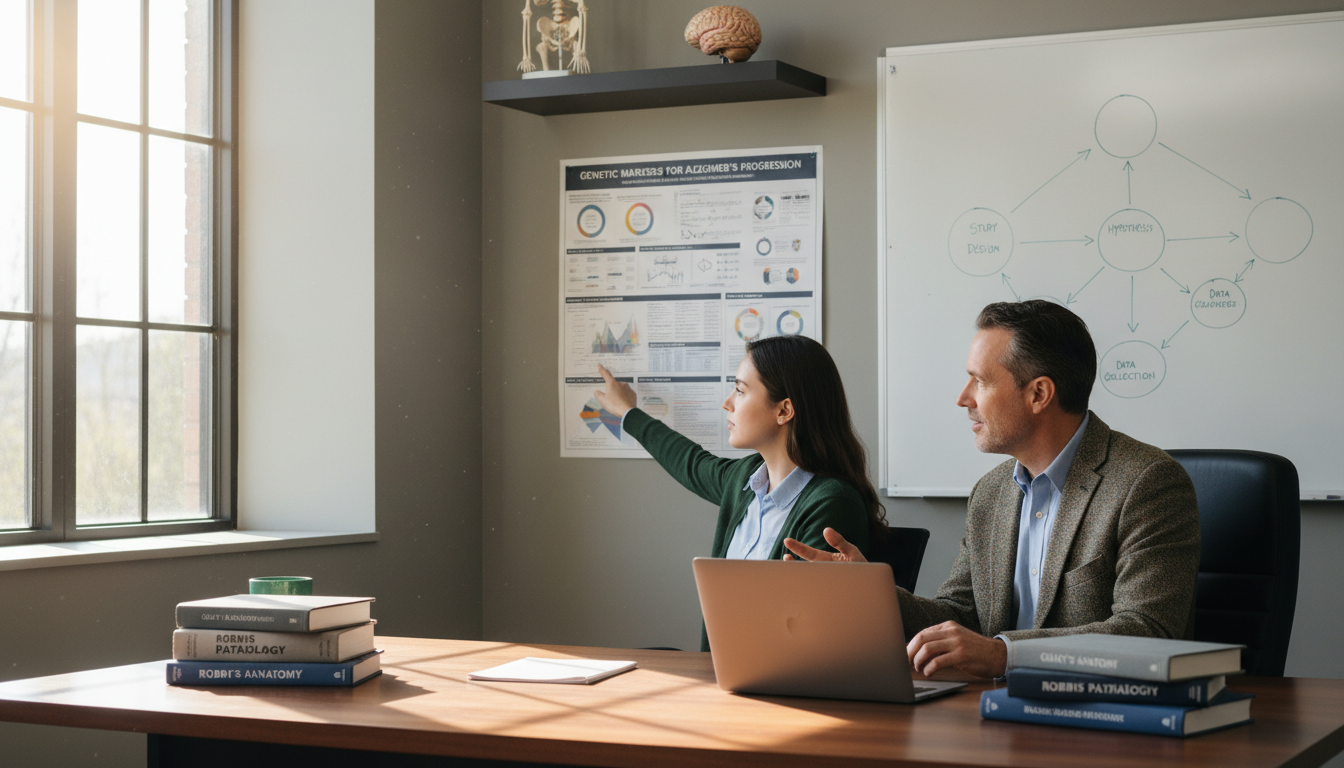 Premed student planning an independent study project with mentor -  for Designing an Independent Study or Honors Thesis That