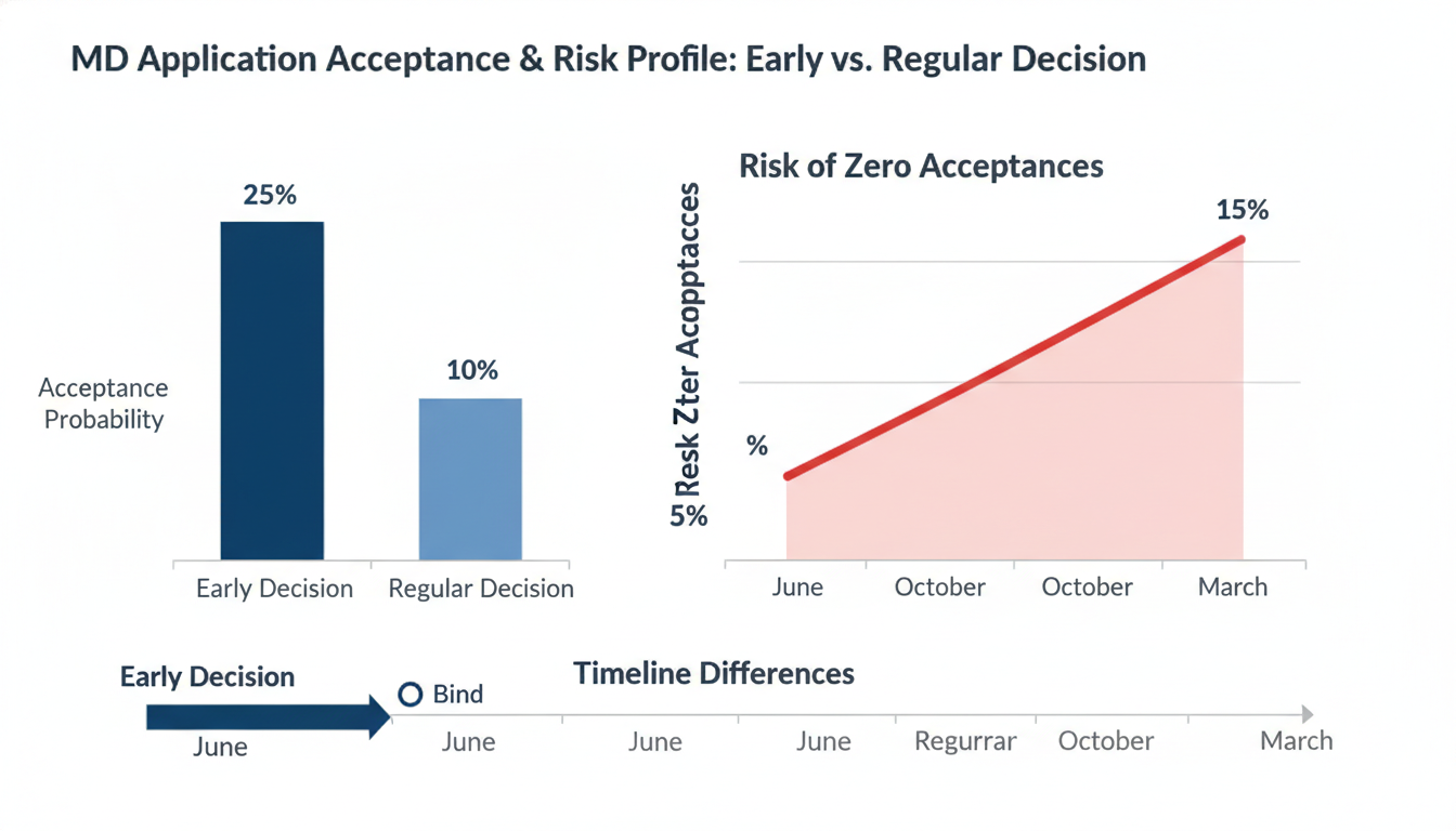 Graph showing acceptance probabilities for early decision vs regular decision MD applications -  for Early Decision vs Regula