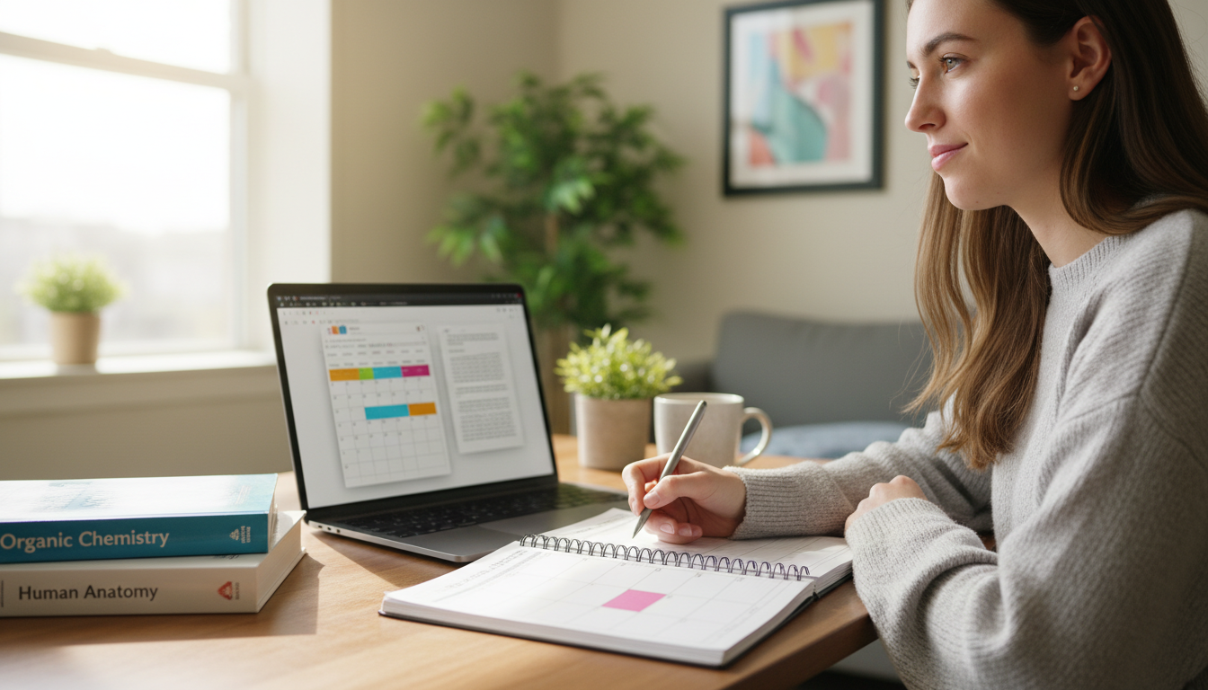 Balanced premed student planning a realistic course schedule -  for ‘Hardest Possible Schedule’ Myth: Why It Can Hurt Med App