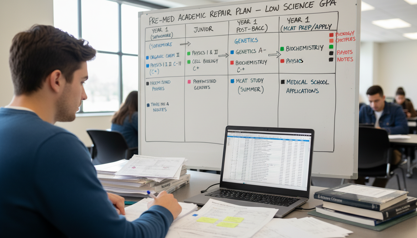 Low Science GPA as a Pre‑Med: Concrete Repair Plans by Year Level