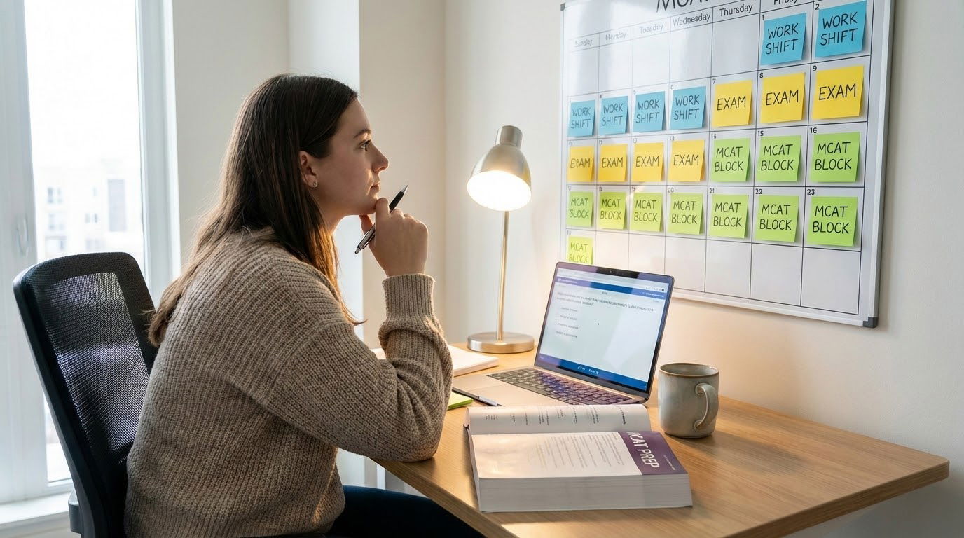 Pre-med student planning MCAT and work schedule -  for Managing Pre‑Med Demands While Working a Part‑Time Job