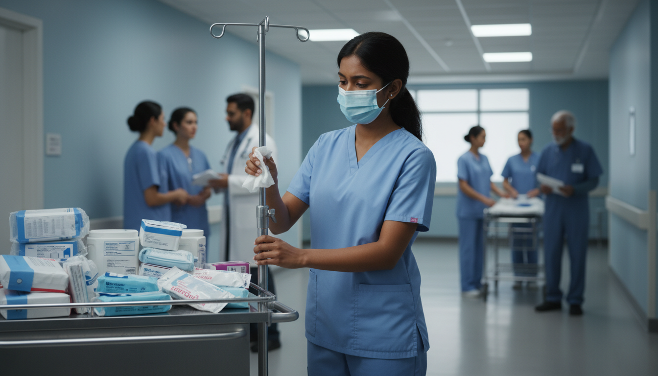 Premed volunteer disinfecting equipment in hospital support role -  for Niche Volunteer Roles That Demonstrate Authentic Comm