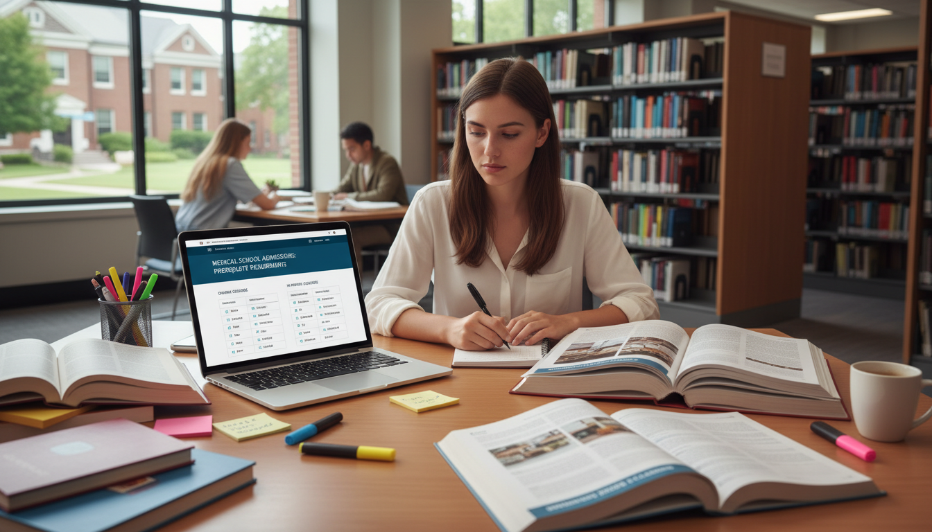 Premed student comparing course catalogs and medical school requirements -  for Online vs In‑Person Prereqs: What Schools Act