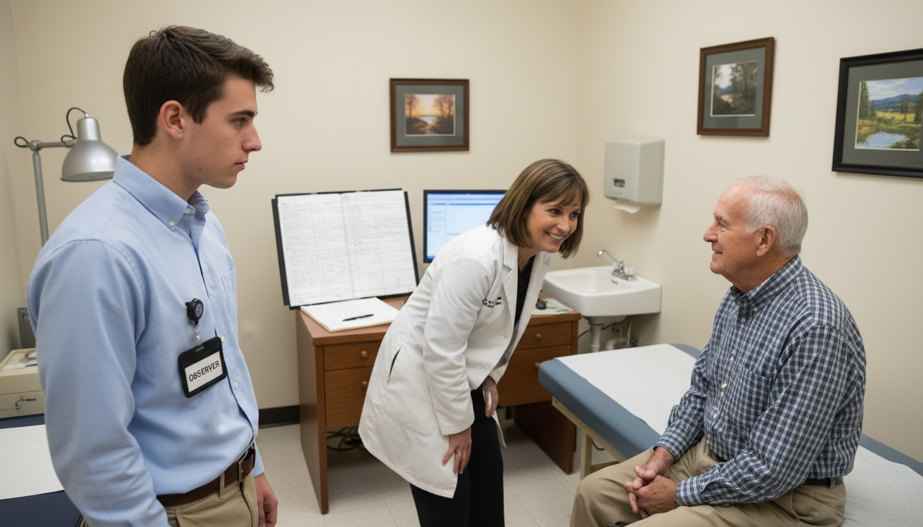 Pre-med student shadowing in a small rural clinic -  for Pre‑Med at a Small Rural College: How to Compensate for Fewer Resour