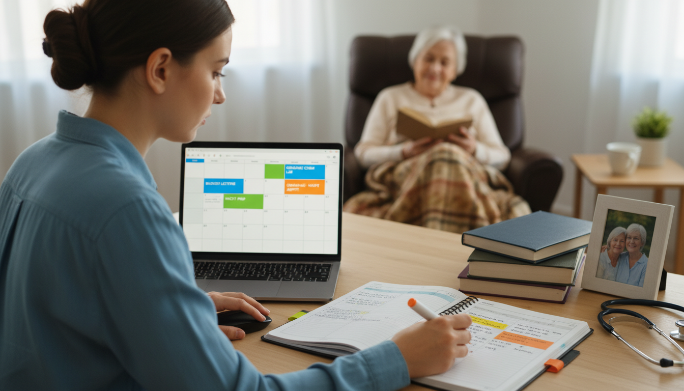 Pre-med student arranging a flexible weekly schedule while caregiving -  for Pre‑Med While Caring for Family Members: Preserv