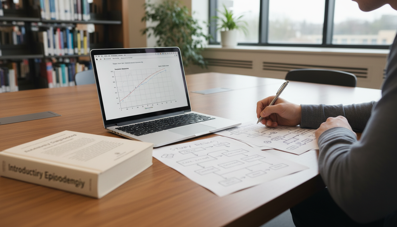 Premed student working through epidemiology study design diagrams -  for Public Health as a Premed Path: Course Selections Th
