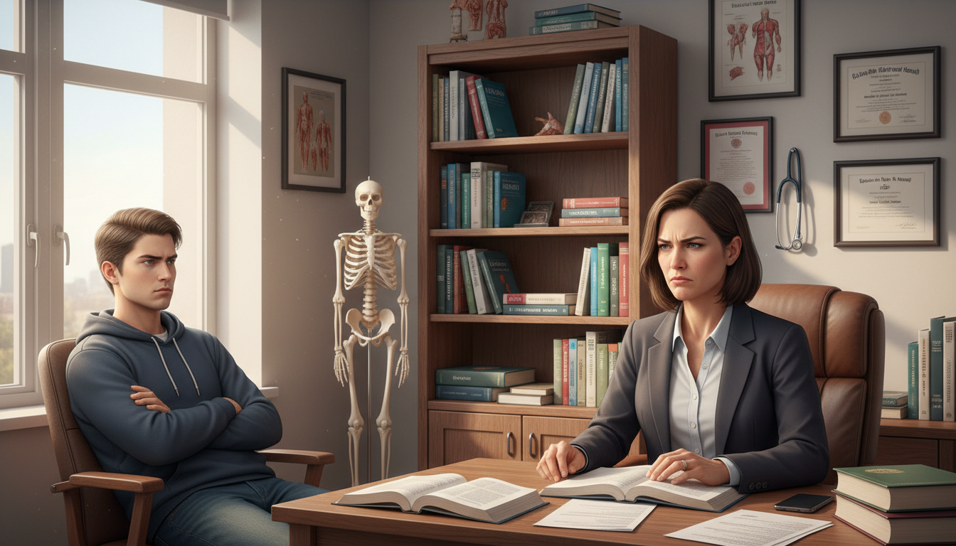 Premed student meeting with professor during office hours -  for Red Flag Behaviors in Office Hours That Turn Professors Agai