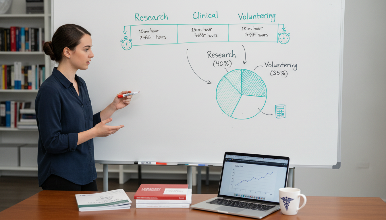 Premed student planning a balanced portfolio of research, clinical, and volunteer hours -  for Research Experience and Accept