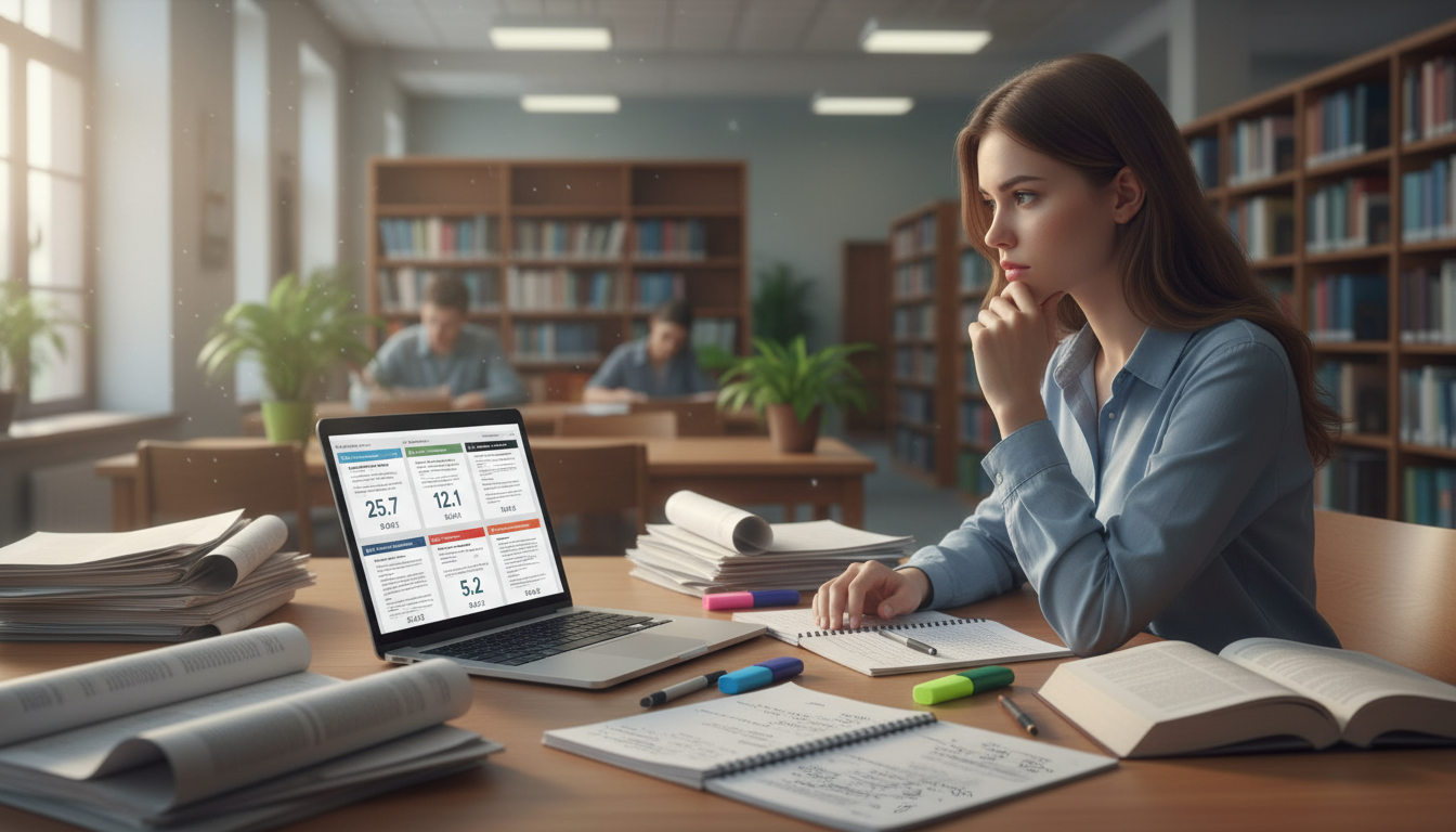 Medical student reviewing research journals with varying impact factors Medical student reviewing research journals with varying impact factors - for Does High‑Impact Factor Truly Matter for Medic