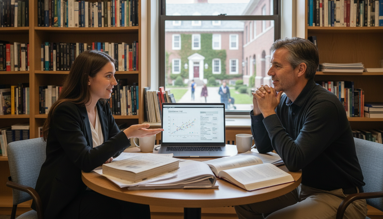 Premed student talking with a research mentor about paid vs volunteer roles Premed student talking with a research mentor about paid vs volunteer roles - for How Do I Decide Between a Paid Lab Job and