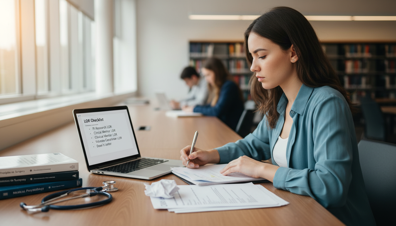 Medical student preparing materials for a research letter of recommendation -  for How to Ask for a Strong Research LOR Witho