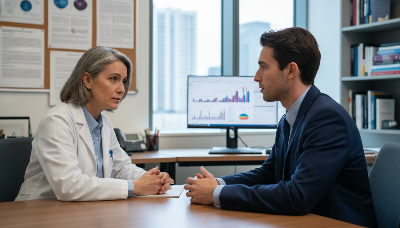 Medical student meeting with research mentor in academic office -  for How to Switch Research Labs Without Burning Profession