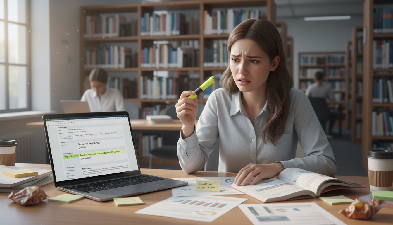 Premed student anxiously reviewing CV with [unfinished research project](https://residencyadvisor.com/resources/medical-resea