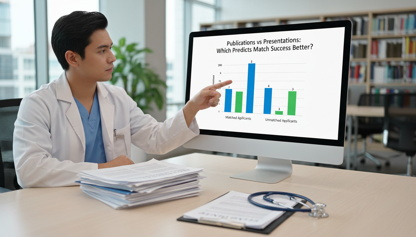 Comparison chart of publications and presentations for matched vs unmatched applicants -  for Publications vs Presentations: