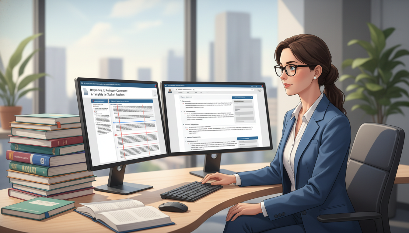 Editor reviewing peer review responses on screen -  for Responding to Reviewer Comments: A Template for Student Authors