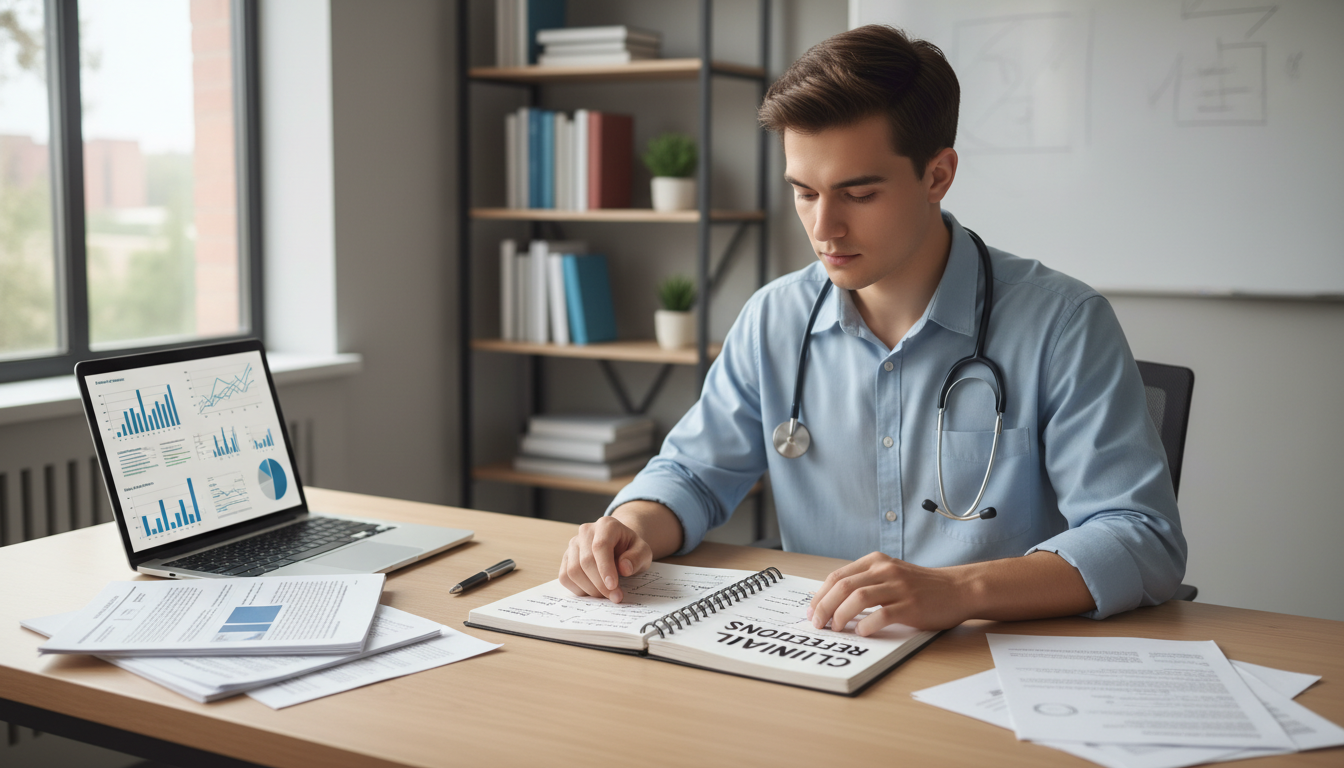 Medical student reflecting on clinical and research experiences Medical student reflecting on clinical and research experiences - for Shadowing vs Research: The Mistake of Treating Them as