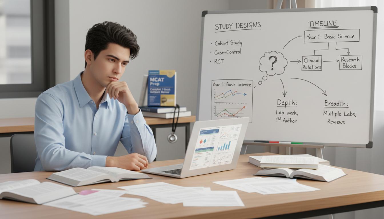 Medical student reviewing research data and journal articles Medical student reviewing research data and journal articles - for Should I Prioritize Depth or Breadth in My Research Exper