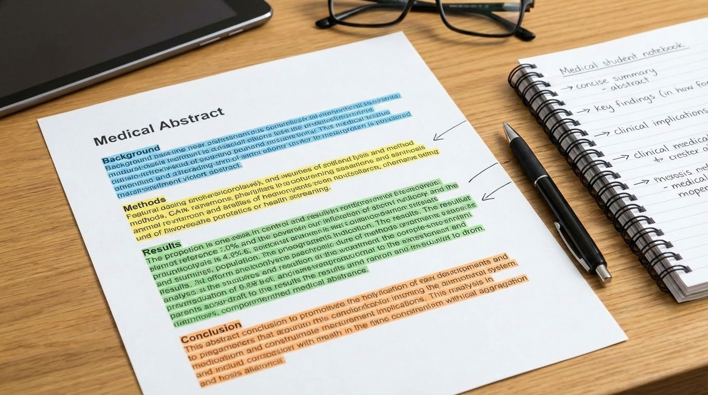 Annotated medical abstract with highlighted sections -  for Structuring a Medical Abstract: Background to Conclusion Line‑By‑