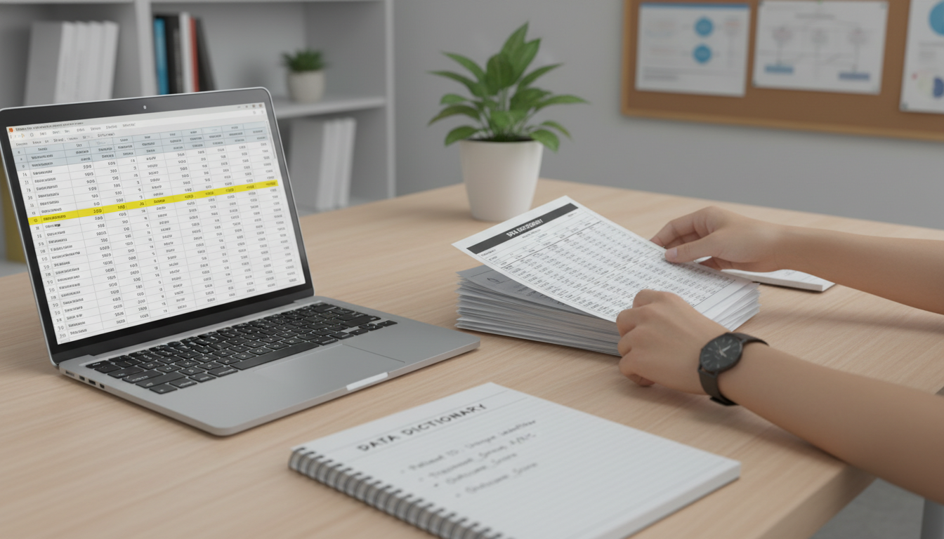 Medical student cleaning and organizing research data -  for Stuck in a Data Jail: How to Turn Raw Charts Into a Real Project