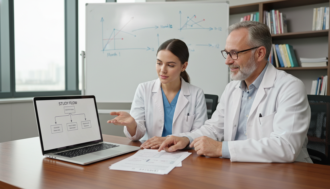 Medical student meeting with research mentor and planning study design -  for The Ideal 12‑Month Timeline From Project Idea t
