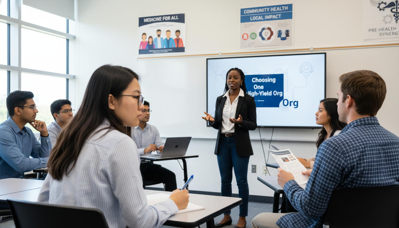 Premed student at an interest meeting evaluating organizations -  for Already Overbooked With Work or Family: Choosing One Hi