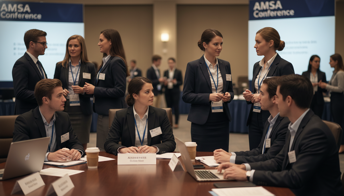 Medical students networking in private conference room -  for AMSA Conferences: What Happens in Invite‑Only Rooms You Never S