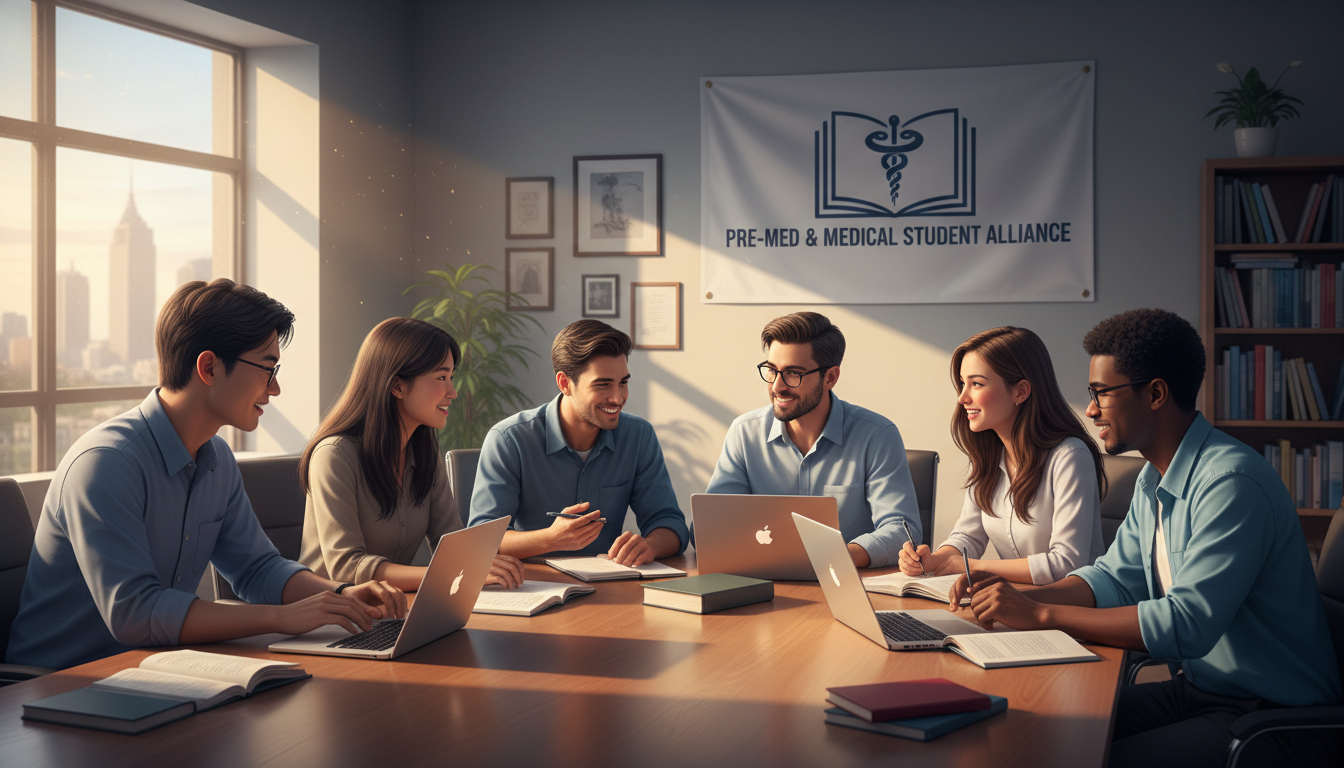 Medical students in discussion at a campus student organization meeting -  for Are Student Organizations a Distraction? Evide