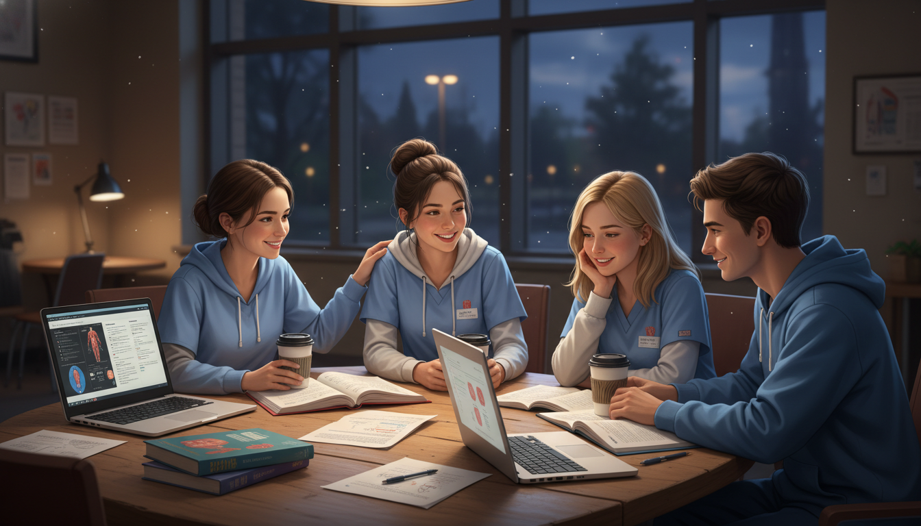 Medical students supporting each other during a study break -  for Are Student Organizations a Distraction? Evidence on Grade