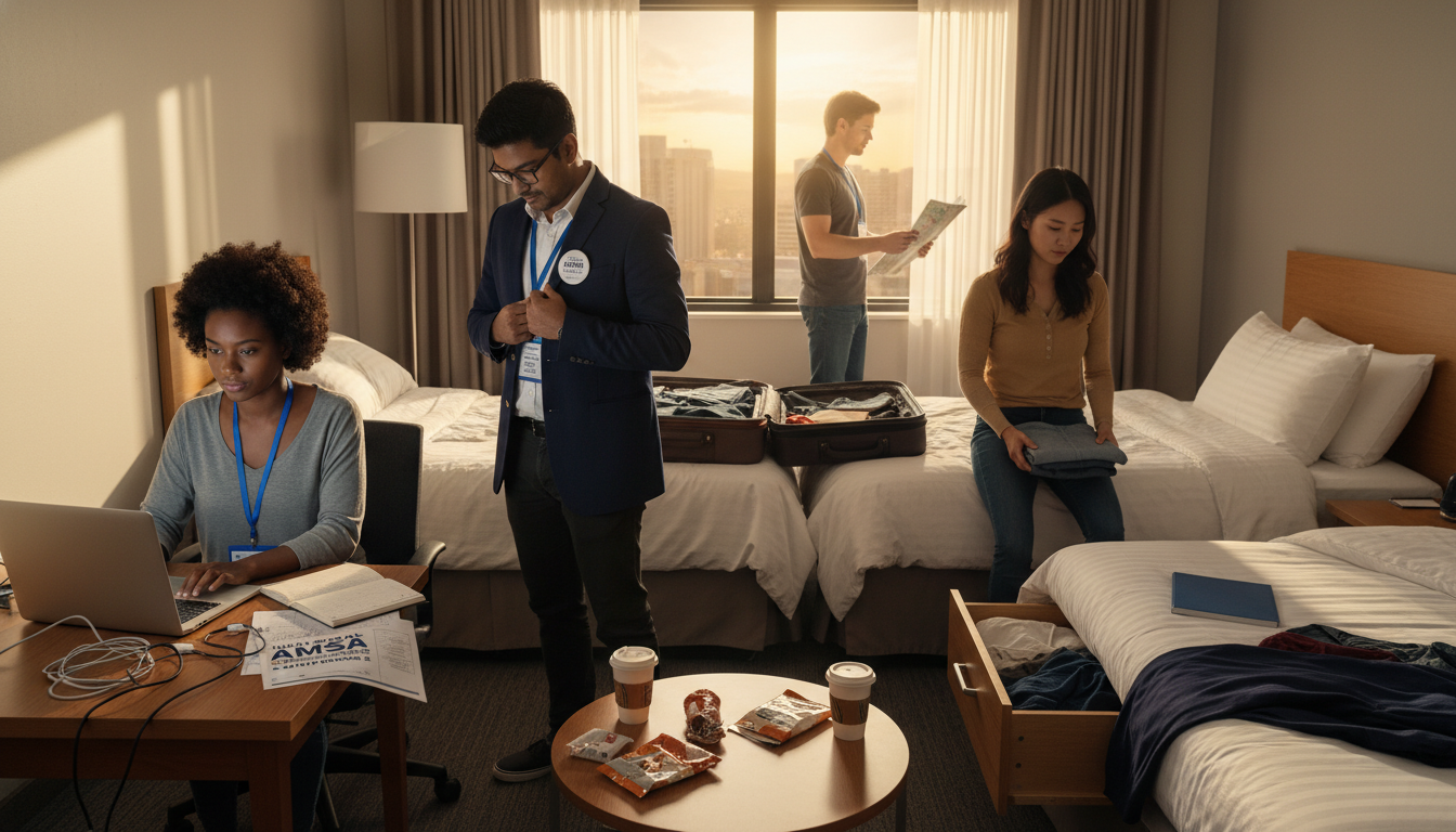 Students sharing hotel costs for a national medical conference -  for Costly Travel Mistakes Students Make with National AMSA