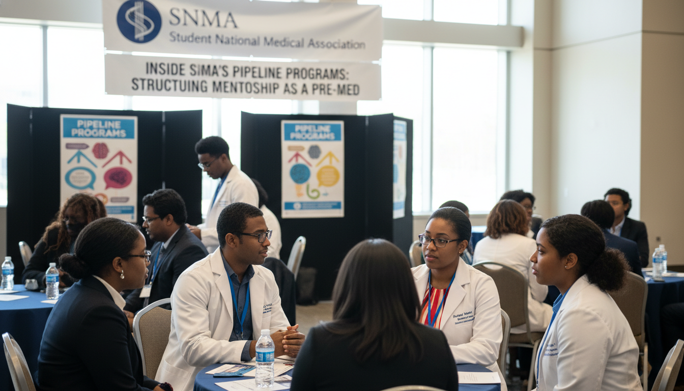 SNMA medical and premed students networking at a regional pipeline conference -  for Inside SNMA’s Pipeline Programs: Structu