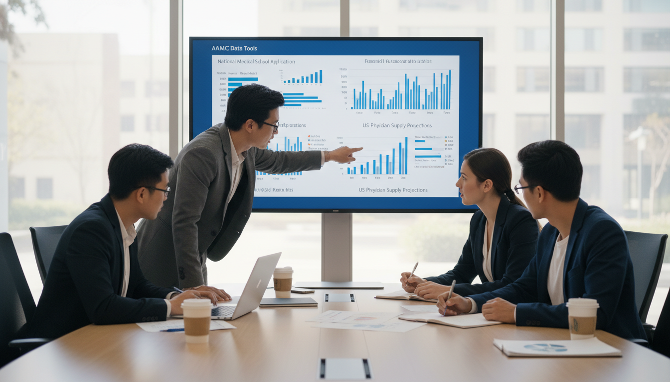 Student organization meeting discussing research using national medical data -  for Maximizing AAMC Data Tools for Pre‑Med an