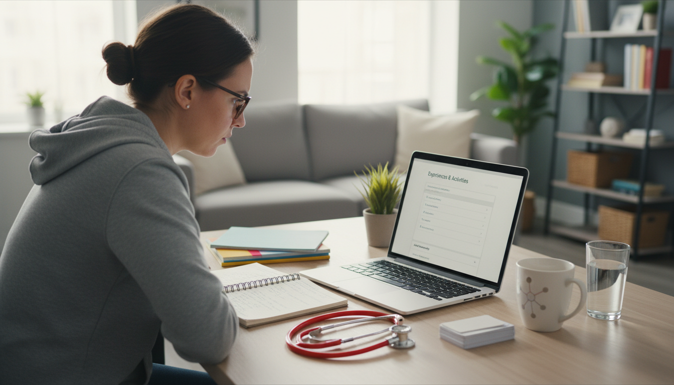 Premed student updating activities section on laptop Premed student updating activities section on laptop - for Should You List AAMC Membership Separately or Fold It Into Activi